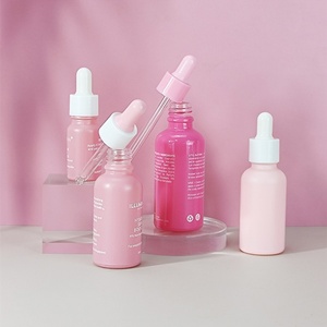 1oz 2oz 4oz 15 30 60 Transparent Matte pink Cosmetics <b>Empty</b> Essential Oil Face Serum Glass Dropper <b>Bottles</b> With Dropper Lid - Product Image 3