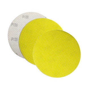Papier abrasif abrasif pour cloisons sèches Disque d'alumine jaune de 225mm avec boucle à crochet Ponceuse de <span class=keywords><strong>plafond</strong></span> <span class=keywords><strong>girafe</strong></span> compatible OEM personnalisable - Product Image 2