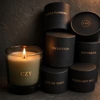 Bougie parfumée de luxe en tube de papier dans un bocal en verre avec tube de papier noir, décoration d'intérieur, bougies parfumées pour mariage, spa, hôtel