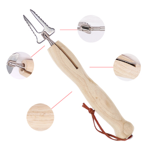 Fourchettes télescopiques pour saucisses et hot-dogs UPSILON en acier inoxydable de 32 pouces, manche en <span class=keywords><strong>bois</strong></span>, résistantes à la chaleur, faciles à nettoyer, logo personnalisé - Product Image 2