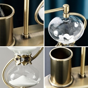 Cổ màu đen và trắng cổ điển Kim Loại Xoay cát đồng hồ cát đồng hồ cát Hẹn giờ với đồng thau chủ bút - Product Image 3