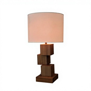Modern Wooden Table Lamp with White Fabric Drum Shade LED Pendant <b>Light</b> E27 <b>Socket</b> for Bedroom Office Decor - Product Image 1