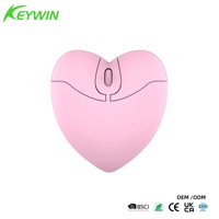 Mouse Optik Nirkabel Bentuk Hati Pink 2.4G 1200DPI Ergonomis 3 Tombol Antarmuka USB untuk Penggunaan di Meja