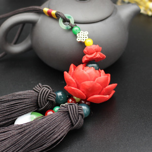Guo Peng Cinnabar Lotus <b>Car</b> Pendant Resin Chinese Style Rearview Mirror Decoration <b>Interior</b> Ornament - Product Image 3