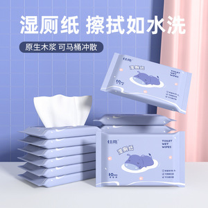 Lingettes humides pour toilettes Jiayan, 10 pièces, portables, biodégradables, en pâte de bois, pour usage domestique - Product Image 5