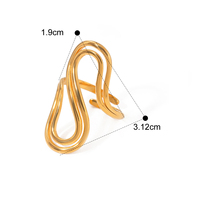 Ensemble de bagues sculpturales en acier inoxydable doré, motif vague organique fluide, moderne et minimaliste, avec zircone cubique, empilables, bijoux pour femmes, vente en gros, personnalisable OEM
