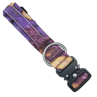 Collar táctico de nailon para perros con estampado de transferencia de calor personalizado, collar para perros con hebilla metálica premium para perros medianos y grandes, acero inoxidable D
