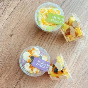 kundenspezifisches logo verpackung transparent einweg-plastikbecher für smoothie milkshake joghurt gelee eis dessert mit deckel