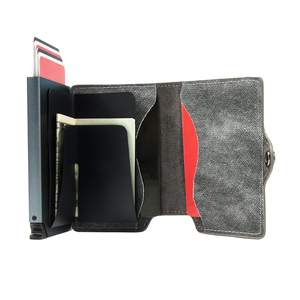 2024 NEW Design Competitive Price <b>RFID</b> Leather Luxury <b>Wallet</b> <b>RFID</b> Aluminum Pop up <b>Wallet</b> With Money Clip <b>Men</b> Slim <b>Wallet</b> - Product Image 3