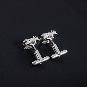 Gemelli rotondi con zircone in acciaio inossidabile creativi per gemelli da uomo e da donna - Product Image 5