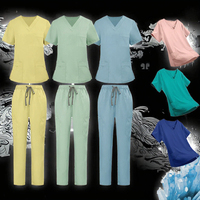 NMY 2025 Nouveaux ensembles de tenues d'infirmière pour femmes, haut à col en V et pantalon jogger, en Spandex/Polyester, tricoté/tissé, sans couture, avec détection d'aiguilles