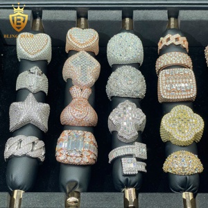 Anello da <span class=keywords><strong>Uomo</strong></span> in <span class=keywords><strong>Argento</strong></span> Sterling <span class=keywords><strong>925</strong></span> con Moissanite Iced Out, Stile Hip Hop, Testato con Diamanti, Prezzo all'Ingrosso - Product Image 4