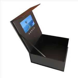 Gift Boxes With Video Cream Magnetic Gift Box With Ribbon Gloss New Folding Box Video Player Decorative Gift Box Video