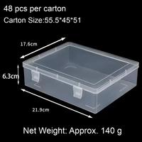 Boîte de rangement rectangulaire transparente blanche vide en PP 22,5x17,6 cm avec double loquet pour perles artisanales et électronique