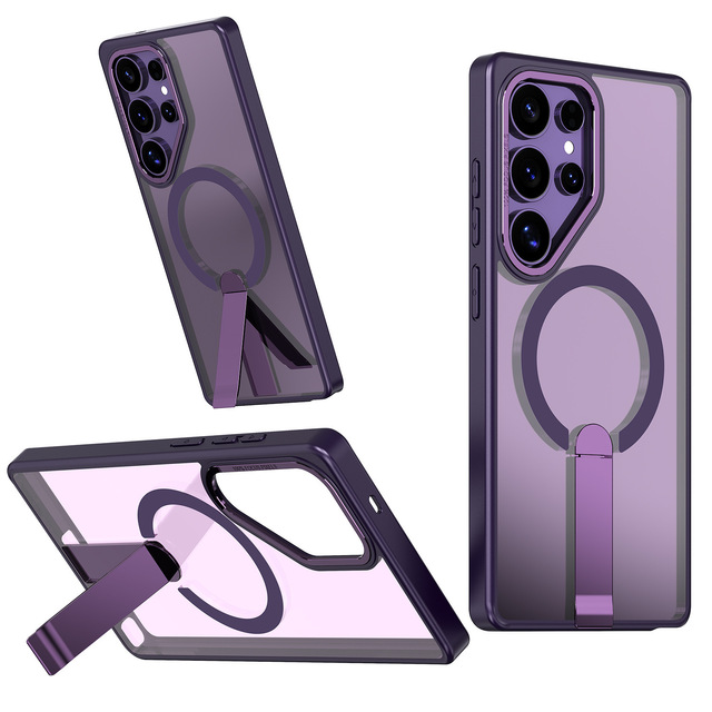 Luxury Matte Magnetic Hidden Stand Anti-Fall Shockproof Phone Grip Mobile Phone Case for S26 S25 S24 S23 Ultra Plus Edge