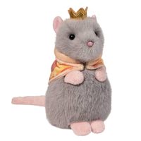 Peluche souris Pizza King avec couronne et cape, jouet en peluche doux pour enfants, adorable peluche souris grise