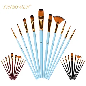 Xinbowen Nhà Máy Mới 10 Cái Bền Mịn Gỗ Xử Lý Nylon Tóc Màu Nước Nghệ Sĩ Cao Cấp Sơn Brush Set