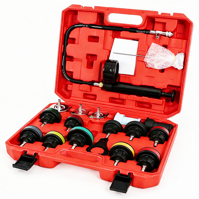 18PCS Radiator Pressure Tester Kit Coolant Pressure Tester Kit Radiator Pressure Pump Cooling System