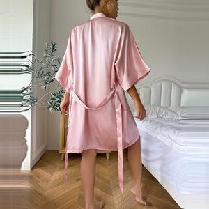 Pijamas Sexy para Mulheres, Conjunto de Robe de Noiva em 2 Peças com Alças, Roupas de Dormir Sólidas - Product Image 3