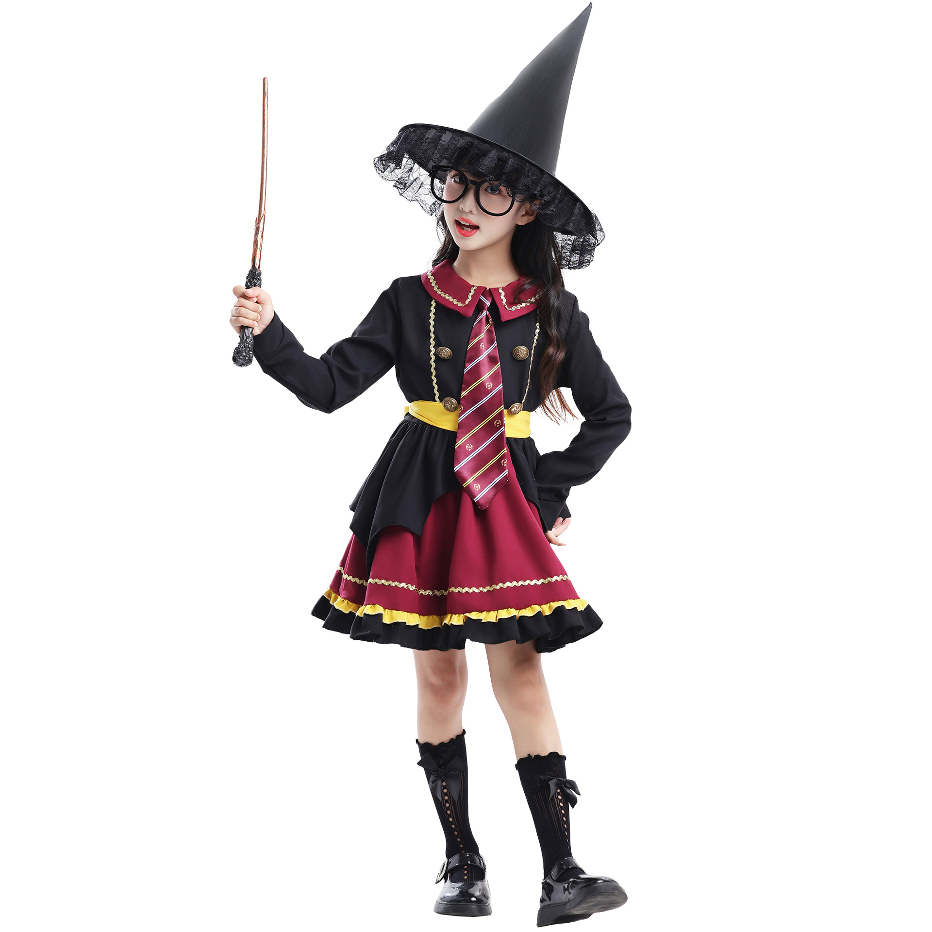Disfraz De Mago Harry Para Niños – Túnica Con Corbata Y Gafas – Ideal Para Cosplay Y Fiestas Temáticas