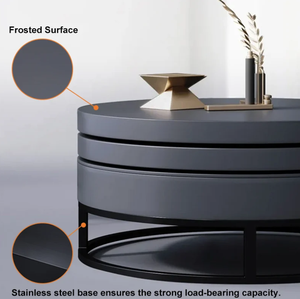 <span class=keywords><strong>Table</strong></span> basse moderne grise <span class=keywords><strong>ronde</strong></span> et pivotante en bois avec rangement extensible Meubles de salle à manger pour la maison dans le salon - Product Image 5