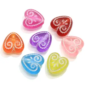 Coração Bonito Jóias Pérolas Beads Padrão Bonito Pintado Kawaii Decor Jóias Beads Acessório Ornamento Bead