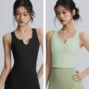 Camiseta sin Mangas de Alta Calidad para Mujer, Corte Ajustado, Nuevo Diseño, Cuello en V, Color Sólido, Transpirable, Suave, con Logotipo Personalizado, para Yoga y Ejercicio - Product Image 5