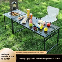 Table pliante tactique hydraulique en acier au carbone pour le camping en plein air, légère et portable, table de pique-nique, équipement de camping multifonctionnel