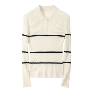 2025 printemps été Collection élégant femmes 30 laine mélangée à manches longues pull haut décontracté banlieue pour col <span class=keywords><strong>Polo</strong></span> nouveau solide - Product Image 6