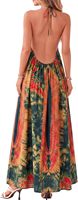 Robe de plage pour femme, maxi, à fleurs, dos nu, style bohème, imprimé tropical, fabriquée sur mesure par l'usine