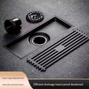 Drain de douche linéaire rectangulaire avec siphon intégré et joint en silicone pour salle de bain, design moderne, finition brossée - Product Image 4