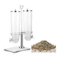 Distributeur de céréales SUNMAX 3,5L/7L/10L en acier inoxydable et bois pour aliments en vrac, fruits secs, noix, bonbons et plus