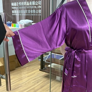 Robes Kimono Simples en Soie Satinée Grande Taille à Manches Longues, Longueur Mollet, Couleur Unie, Col en V, Robe de Soirée SPA, Robe de Nuit Personnalisée - Product Image 4