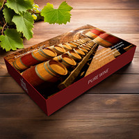 Boîte d'emballage pour vin rouge, 6 bouteilles, style horizontal, personnalisable, boîte-cadeau