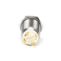 Interrupteur à bouton-poussoir métallique HUSA 12 mm - Auto-bloquant, à réinitialisation automatique, étanche IP65, 1A, 1NO, borne à broches, interrupteur électronique