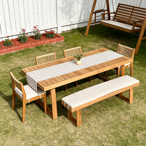 Set Moderno di Tavolo e Sedie Minimaliste <span class=keywords><strong>da</strong></span> Esterno, Arredamento per Hotel e Resort, <span class=keywords><strong>Panca</strong></span> Lunga Impermeabile in Legno di Teak per Ristorante e <span class=keywords><strong>Giardino</strong></span> - Product Image 3