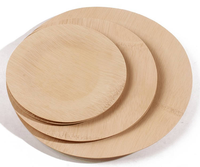 Assiette ronde en bambou jetable avec logo personnalisé, 7 pouces (18 cm), vaisselle en bambou naturel pour mariage, fête, restauration, vente en gros