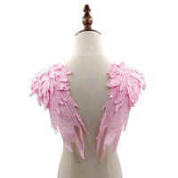 Ailes d'ange, broderie soluble dans l'eau, applique en dentelle multicouche pour col de chemise, accessoires DIY