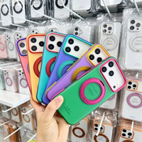 Funda Magnética con Soporte Integrado para iPhone 13 14 15 16 17 18 Pro Max, Diseño Multicolor en Contraste, Tacto Suave