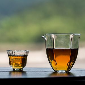 Hexagonal Transparent Glass Fairness Cup Small Size Thickened Kung Fu <b>Tea</b> <b>Set</b> <b>Tea</b> Serving Vessel Afternoon <b>Tea</b> - Product Image 1