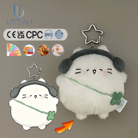 Porte-clés en peluche doux en forme de chat de dessin animé UYEAH OEM/ODM CE CPC EN71, cadeau personnalisé avec logo, mascotte animale en peluche moelleuse
