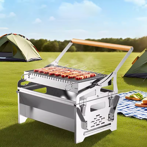 Оптовая продажа индивидуальных грилей для барбекю 360 ° Вращающийся угольный гриль из нержавеющей стали для пикников и кемпинга — с функцией переворачивания - Product Image 2