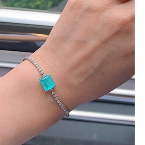 Exquisite Jewelry Eco-friendly <b>Copper</b> Emerald Green Cubic ZIrconia Women's <b>Bracelets</b> for Feminine Daily Elegant - Product Image 3