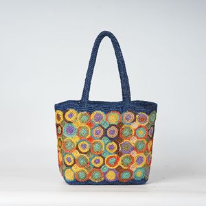 Sac fourre-tout en <span class=keywords><strong>cuir</strong></span> tressé au crochet, personnalisé, style plage, durable, pour femme, idéal pour l'été – Vente en gros - Product Image 1