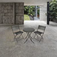 Ensemble table et chaises pliantes 3 pièces en métal au design moderne, hauteur réglable, convertible, pour extérieur, hôtel, cour, parc