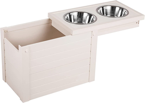 Diner pour animaux de compagnie avec rangement-Blanc antique, grand - Product Image 2