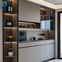 Meuble Bar Personnalisable avec Réfrigérateur Intégré, Panneau en Bois Sur Mesure pour Salon, Hôtels et Villas