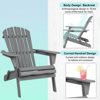 Chaise Adirondack pliante en bois massif pour extérieur, style américain, avec dossier, idéale pour la plage, la cour ou les gîtes.