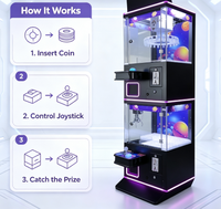 Máquina de Juego de Grúa de Juguetes Recargable con Monedas para Niños, con Soporte Multilingüe
