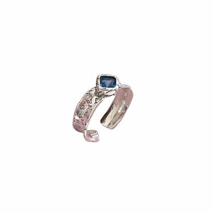 Yinruitai S925 Sterling Silver Blue Zircon <b>Open</b> <b>Ring</b> For Women Korean Retro Niche Design Minimalist Style Gift Jewelry - Product Image 5